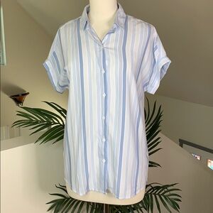Beach Lunch Lounge Short Sleeve Stripe Camp Shirt